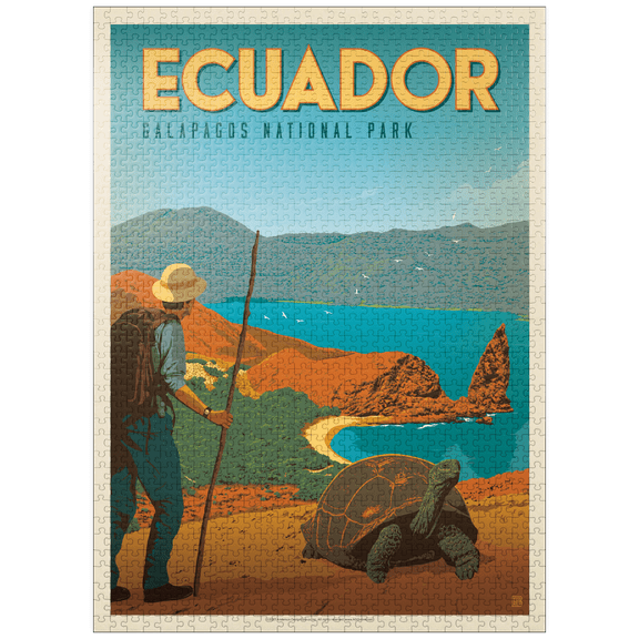 MyPuzzle - Ecuador: Galapagos National Park, Vintage Poster - Premium 1000 Piece Jigsaw Puzzle for Adults