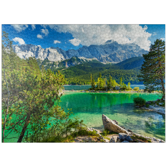 MyPuzzle - Eibsee With Wetterstein Mountains And Zugspitze (2962m) Near Grainau, Upper Bavaria - Premium 1000 Piece Jigsaw Puzzle for Adults