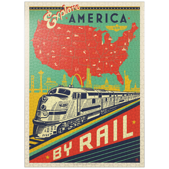 MyPuzzle - Explore America By Rail, Vintage Poster - Premium 1000 Piece Jigsaw Puzzle for Adults