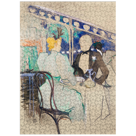 MyPuzzle - Fashionable People At Les Ambassadeurs (Aux Ambassadeurs: Gens Chic) 1893 Painting By Henri De Toulouse-Lautrec - Premium 500 Piece Jigsaw Puzzle for Adults