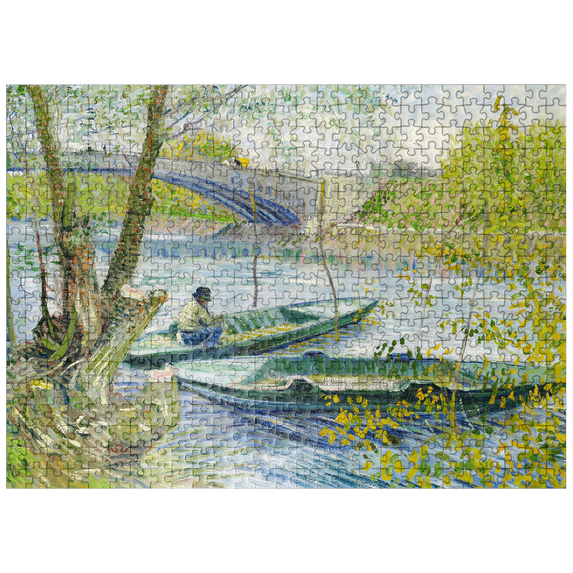 MyPuzzle - Fishing In Spring The Pont De Clichy Asnières 1887 By Vincent Van Gogh - Premium 500 Piece Jigsaw Puzzle for Adults