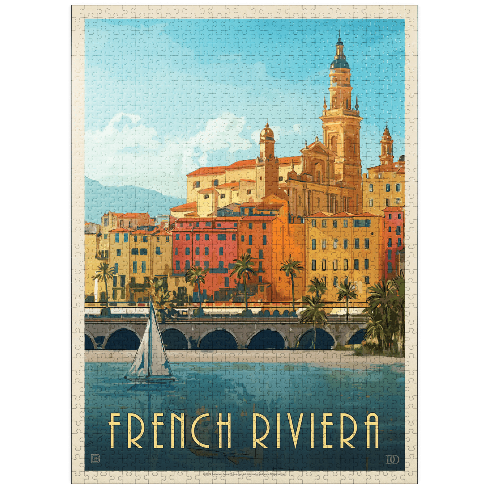 MyPuzzle - France: French Riviera, Vintage Poster - Premium 1000 Piece Jigsaw Puzzle for Adults - Walmart.com
