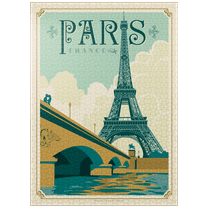MyPuzzle - France: Paris, Vintage Poster - Premium 1000 Piece Jigsaw Puzzle for Adults
