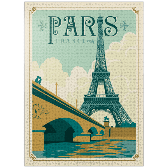 MyPuzzle - France: Paris, Vintage Poster - Premium 1000 Piece Jigsaw Puzzle for Adults