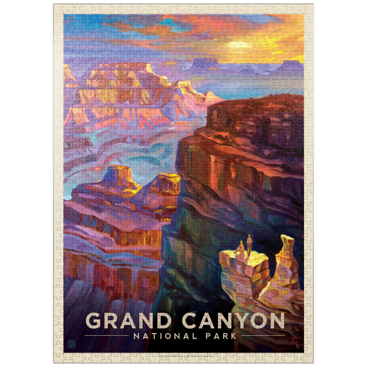 MyPuzzle - Grand Canyon National Park: Sunset, Vintage Poster - Premium 1000 Piece Jigsaw Puzzle for Adults