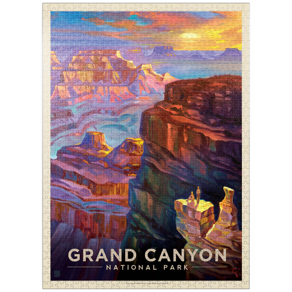 MyPuzzle - Grand Canyon National Park: Sunset, Vintage Poster - Premium 1000 Piece Jigsaw Puzzle for Adults