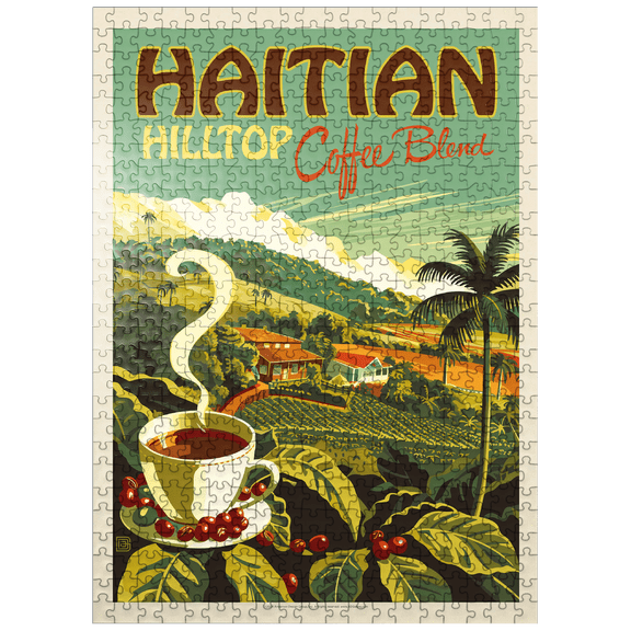 MyPuzzle - Haitian Hilltop Coffee, Vintage Poster - Premium 500 Piece Jigsaw Puzzle for Adults