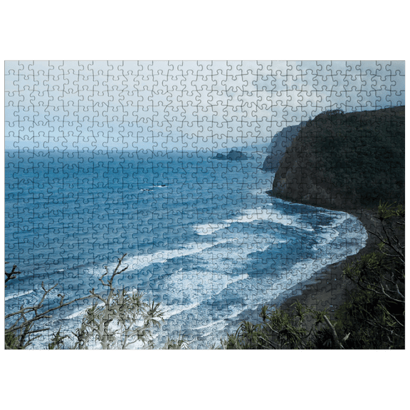 MyPuzzle - Hawaii, The Big Island: Black Sand Beach Waves - Premium 500 Piece Jigsaw Puzzle for Adults