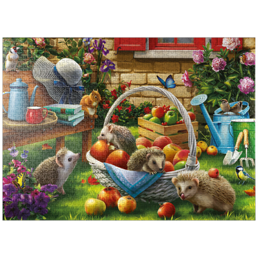MyPuzzle - Hedgehogs In The Garden - Premium 1000 Piece Jigsaw Puzzle for Adults