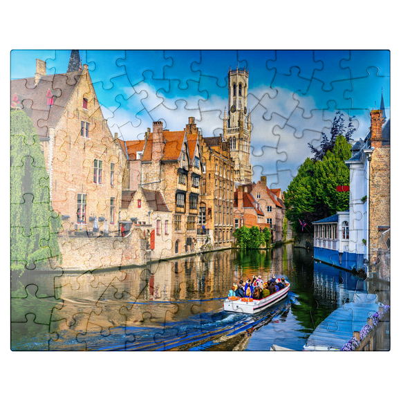 MyPuzzle - Historical City Center With Canal In Bruges, West Flanders, Belgium - Premium 100 Piece Jigsaw Puzzle for Adults