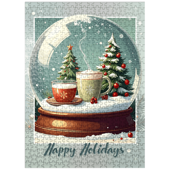MyPuzzle - Holiday Coffee & Cocoa, Christmas Snow Globe - Premium 500 Piece Jigsaw Puzzle for Adults