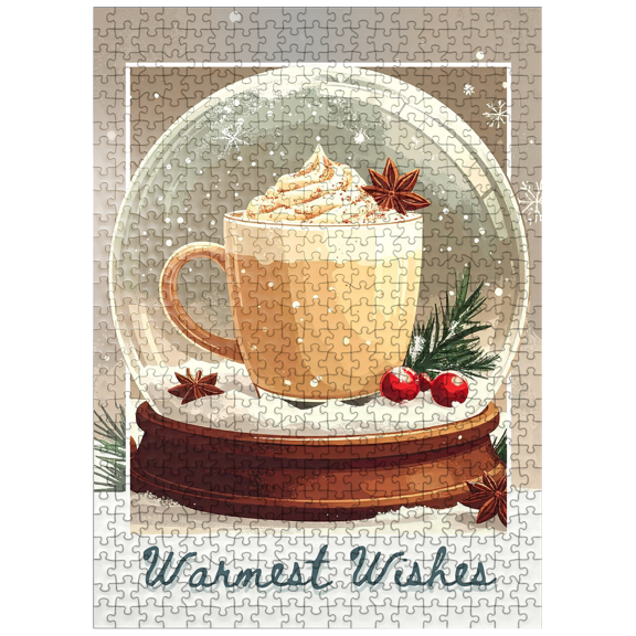 MyPuzzle - Holiday Eggnog, Christmas Snow Globe - Premium 500 Piece Jigsaw Puzzle for Adults