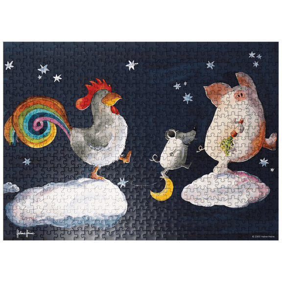 MyPuzzle - In Heven - Heine Three Friends In Heaven - Helme Heine - Premium 500 Piece Jigsaw Puzzle for Adults
