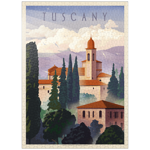 MyPuzzle - Italy: Tuscany In The Summer, Vintage Poster - Premium 1000 Piece Jigsaw Puzzle for Adults