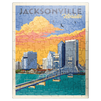 MyPuzzle - Jacksonville, FL, Vintage Poster - Premium 100 Piece Jigsaw Puzzle for Adults