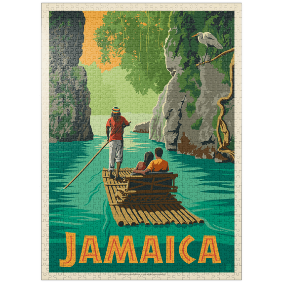 MyPuzzle - Jamaica: Rafting In Paradise, Vintage Poster - Premium 1000 Piece Jigsaw Puzzle for Adults