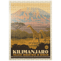 MyPuzzle - Kilimanjaro: Tallest Mountain In Africa, Vintage Poster - Premium 500 Piece Jigsaw Puzzle for Adults
