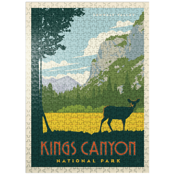MyPuzzle - Kings Canyon National Park, Vintage Poster - Premium 500 Piece Jigsaw Puzzle for Adults