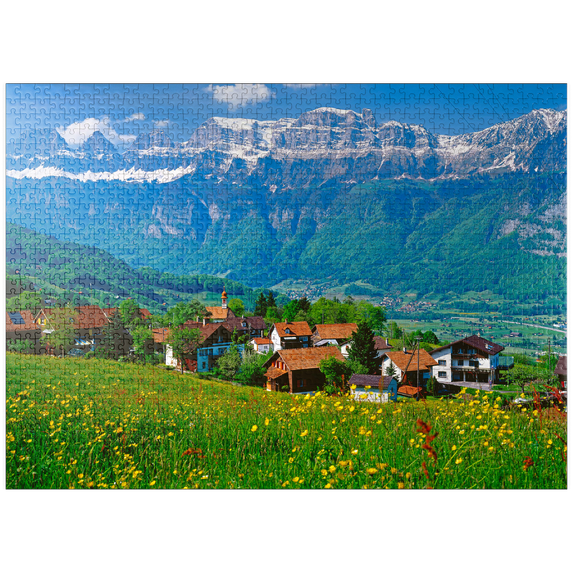 MyPuzzle - Kleinberg Near Flums Against Churfirsten, Canton St. Gallen, Switzerland - Premium 1000 Piece Jigsaw Puzzle for Adults