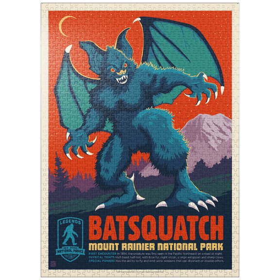 MyPuzzle - Legends Of The National Parks: Mt Rainier's Batsquatch - Premium 1000 Piece Jigsaw Puzzle for Adults