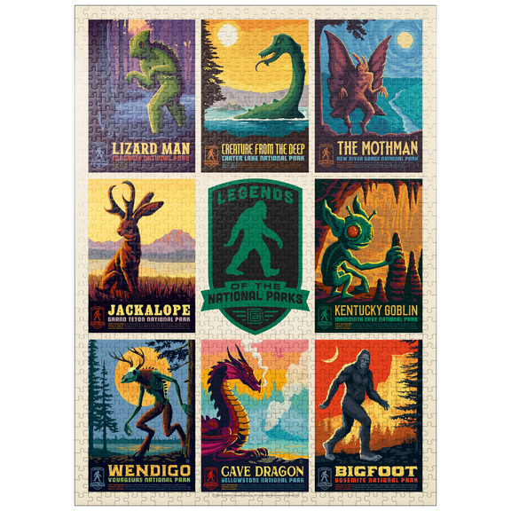 MyPuzzle - Legends Of The National Parks: Multi-Image Print - Edition 1, Vintage Poster - Premium 1000 Piece Jigsaw Puzzle for Adults
