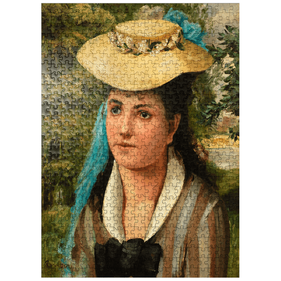 MyPuzzle - Lise In A Straw Hat (Jeune Fille Au Chapeau De Paille) 1866 By Pierre-Auguste Renoir - Premium 500 Piece Jigsaw Puzzle for Adults