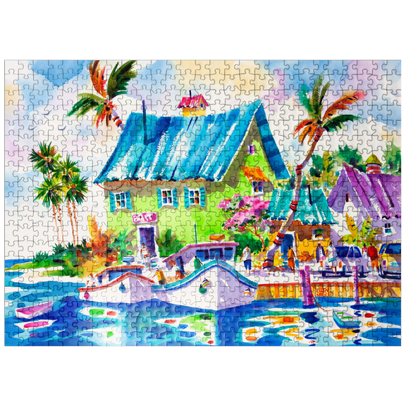 MyPuzzle - Living The Lime Life - Watercolor Artwork - Premium 500 Piece Jigsaw Puzzle for Adults