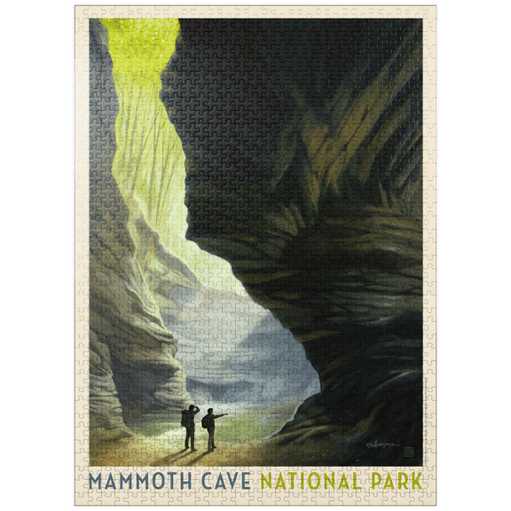 MyPuzzle - Mammoth Cave National Park: The Light Of Day, Vintage Poster - Premium 1000 Piece Jigsaw Puzzle for Adults