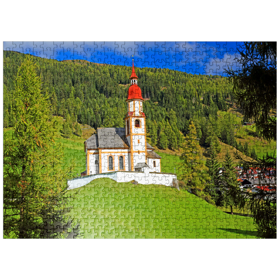 MyPuzzle - Mountain Church In Obernberg Am Brenner, Tyrol, Austria - Premium 500 Piece Jigsaw Puzzle for Adults