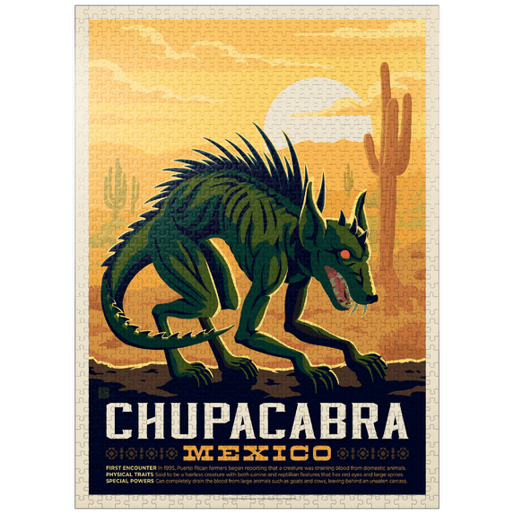MyPuzzle - Mythical Creatures: Chupacabra, Vintage Poster - Premium 1000 Piece Jigsaw Puzzle for Adults