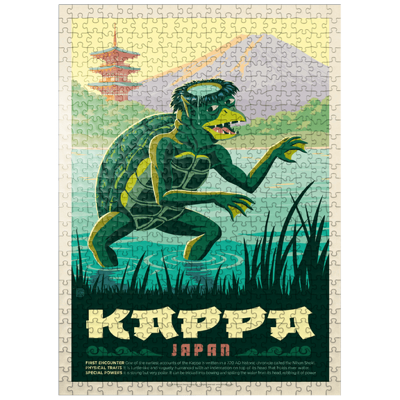 MyPuzzle - Mythical Creatures: Kappa (Japan), Vintage Poster - Premium 500 Piece Jigsaw Puzzle for Adults