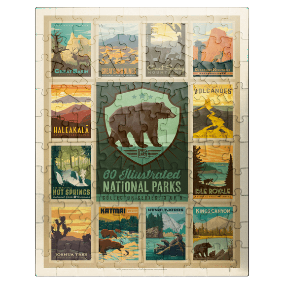 MyPuzzle - National Parks Collector Series - Edition 3, Vintage Poster - Premium 100 Piece Jigsaw Puzzle for Adults