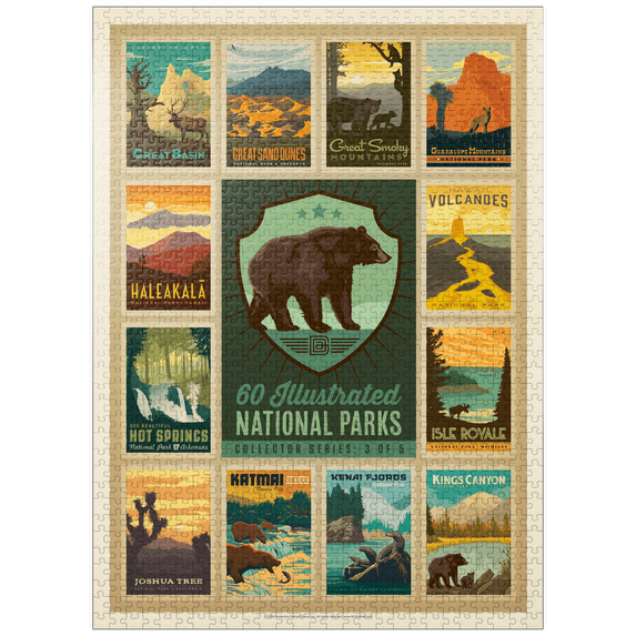 MyPuzzle - National Parks Collector Series - Edition 3, Vintage Poster - Premium 1000 Piece Jigsaw Puzzle for Adults