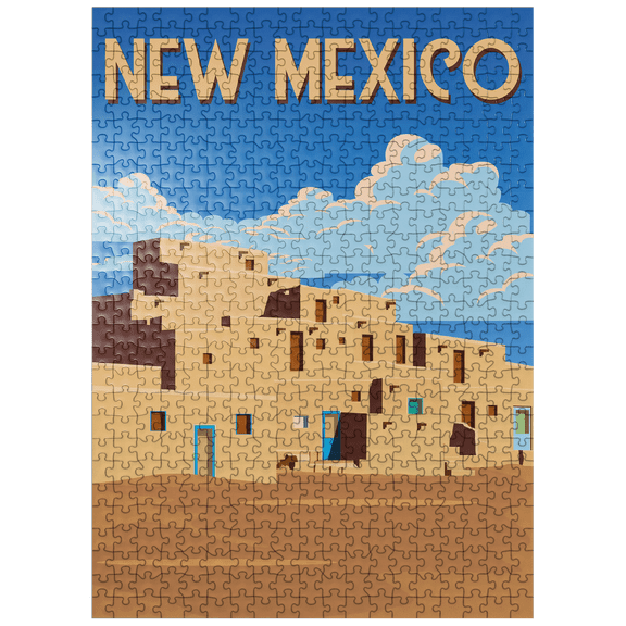 MyPuzzle - New Mexico USA Art Deco Style Vintage Poster Illustration - Premium 500 Piece Jigsaw Puzzle for Adults