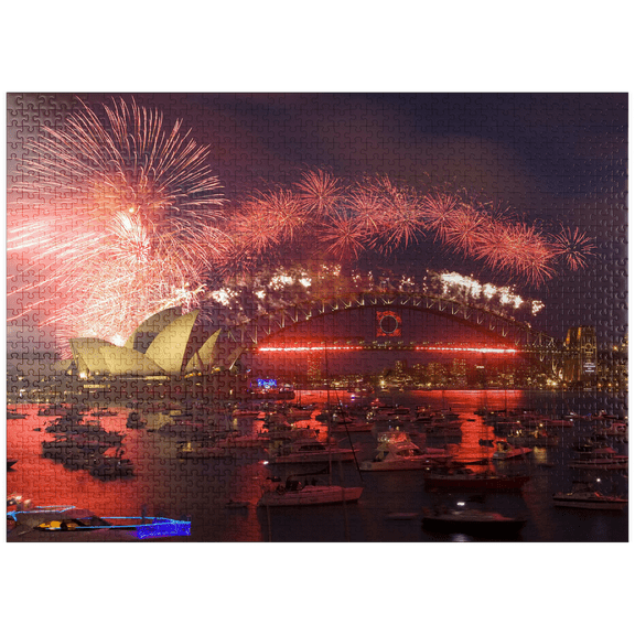 MyPuzzle - New Year Fireworks With Opera House And Harbour Bridge, Sydney, New South Wales, Australia - Premium 1000 Piece Jigsaw Puzzle for Adults
