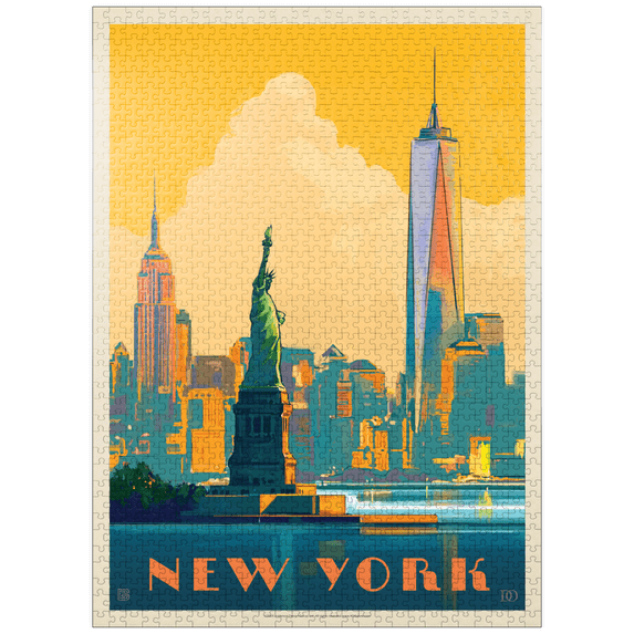 MyPuzzle - New York City: Skyline Glow, Vintage Poster - Premium 1000 Piece Jigsaw Puzzle for Adults