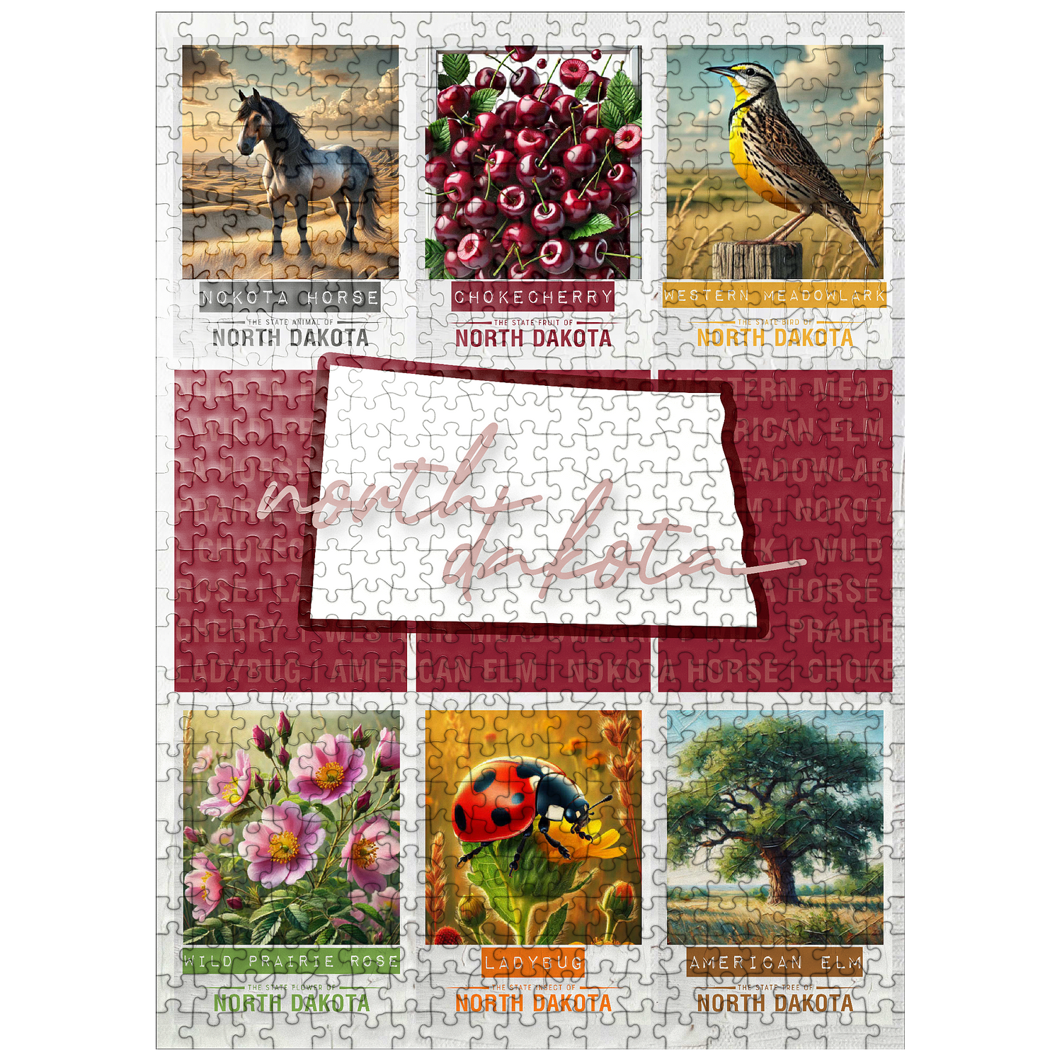 MyPuzzle - North Dakota: State Symbols Poster - Premium 500 Piece ...