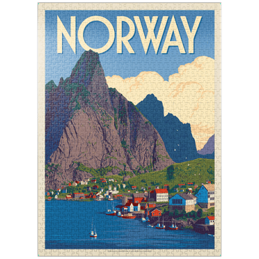 MyPuzzle - Norway: The Land Of Fjords, Vintage Poster - Premium 1000 Piece Jigsaw Puzzle for Adults