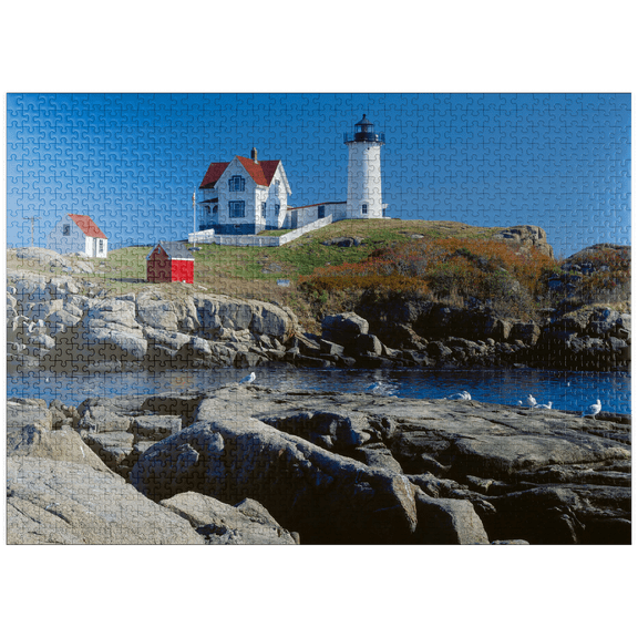 MyPuzzle - Nubble Lighthouse At Cape Neddick, York Beach, Maine, USA - Premium 1000 Piece Jigsaw Puzzle for Adults