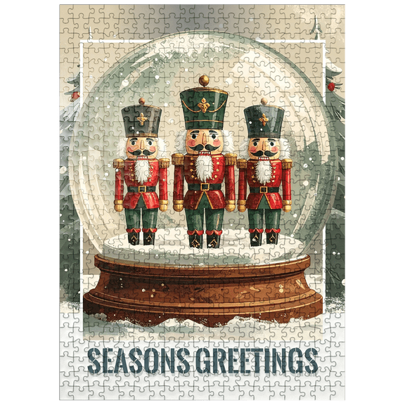 MyPuzzle - Nutcracker Trio, Christmas Snow Globe - Premium 500 Piece Jigsaw Puzzle for Adults