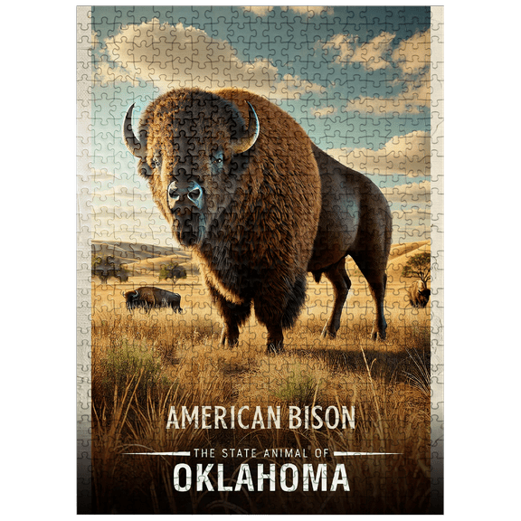 MyPuzzle - Oklahoma, American Bison: State Animals Series - Premium 500 Piece Jigsaw Puzzle for Adults