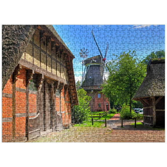 MyPuzzle - Open-air Museum Ammerland Farmhouse And Cap Windmill - Premium 500 Piece Jigsaw Puzzle for Adults