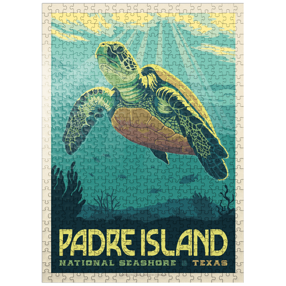 MyPuzzle - Padre Island National Seashore, Texas, Vintage Poster - Premium 500 Piece Jigsaw Puzzle for Adults