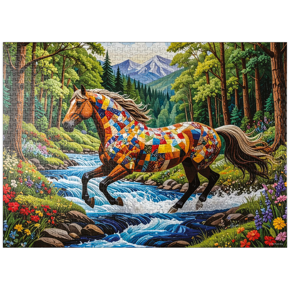 MyPuzzle - Patchwork Horse - Premium 1000 Piece Jigsaw Puzzle for Adults