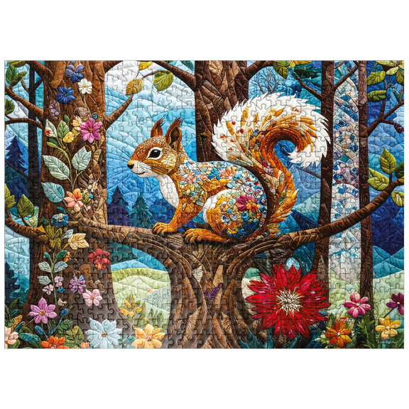 MyPuzzle - Patchwork Squirrel - Premium 500 Piece Jigsaw Puzzle for Adults
