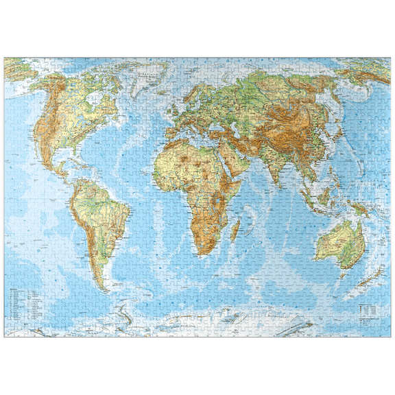 MyPuzzle - Physical World Map Global Geography - Premium 1000 Piece Jigsaw Puzzle for Adults