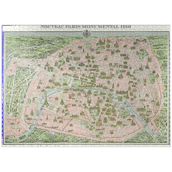 MyPuzzle - Piatnik: City Map Of Paris 1910 - Premium 1000 Piece Jigsaw Puzzle for Adults
