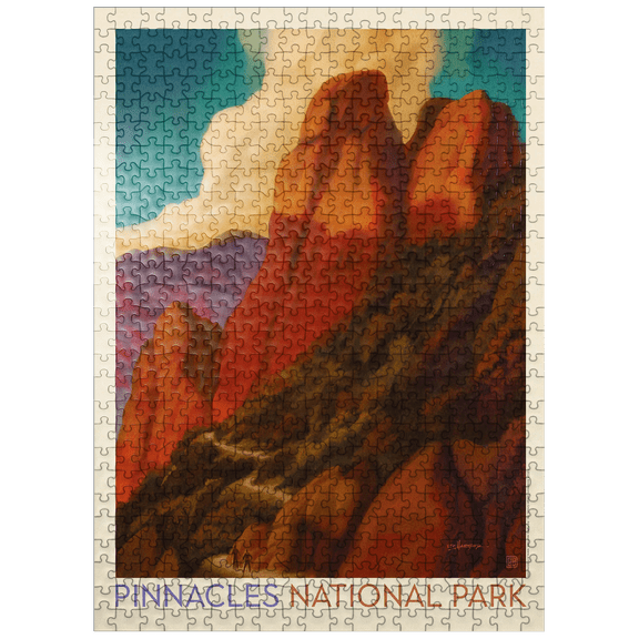 MyPuzzle - Pinnacles National Park, Vintage Poster - Premium 500 Piece Jigsaw Puzzle for Adults
