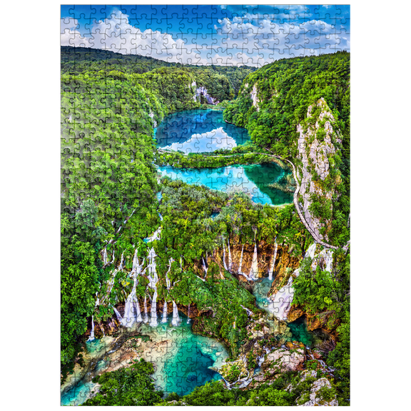MyPuzzle - Plitvice, Croatia - Panoramic View Of The Beautiful Waterfalls Of The Plitvice Lakes - Premium 500 Piece Jigsaw Puzzle for Adults