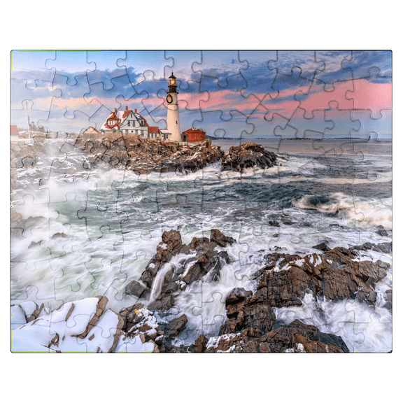 MyPuzzle - Portland Head Lighthouse In Winter - Premium 100 Piece Jigsaw Puzzle for Adults